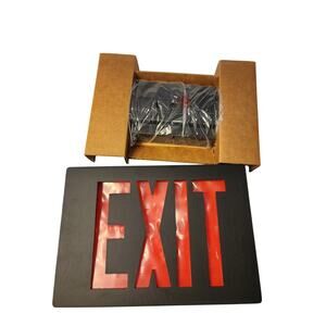 Lithonia Lighting Exit Sign Black Frame Red Letters LE-S-B-1-R-120/277-EL-N